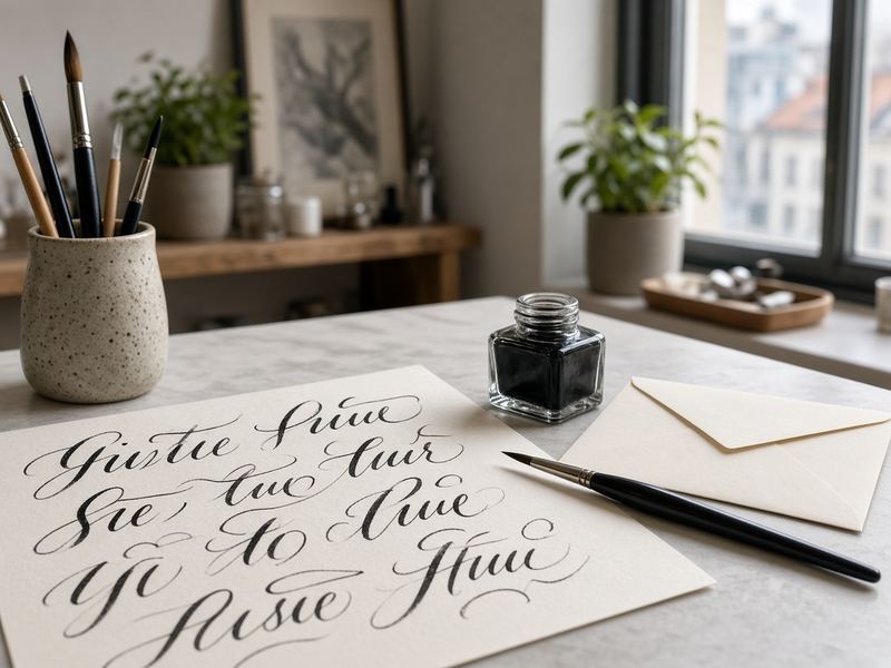 Brush lettering at Crispstar Studio
